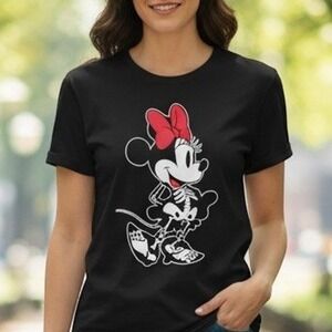 Disney Minnie Mouse Skeleton Halloween T-Shirt Black XL AB1010 Jerry Leigh